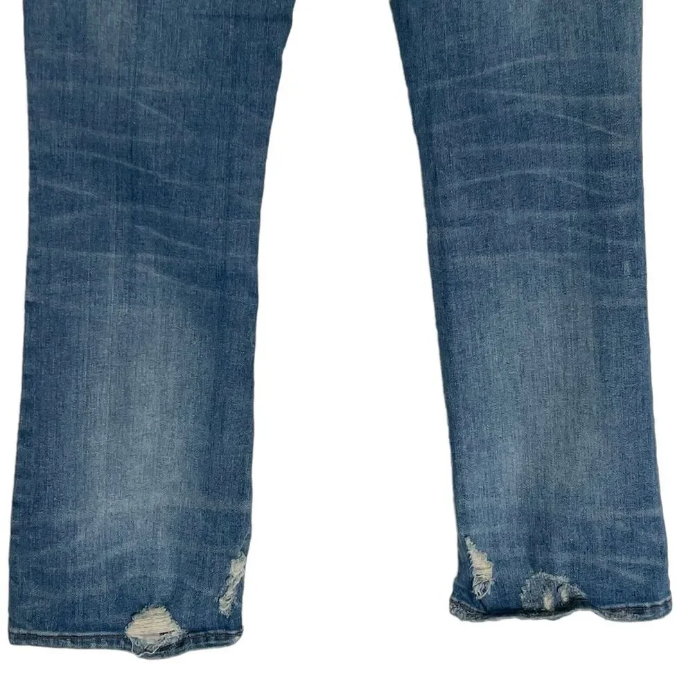 Madewell SZ 24 Cali Demi-Boot Jeans Button-Fly Mid-Rise Distressed Whiskered - Picture 6 of 11